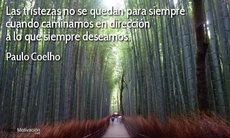  Las tristezas no se quedan para siempre cuando caminamos en dirección a lo que siempre deseamos.  - Paulo Coelho